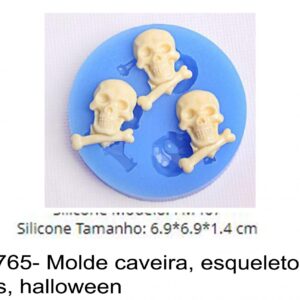 J 1765- Molde caveira, esqueletos, cranios, halloween