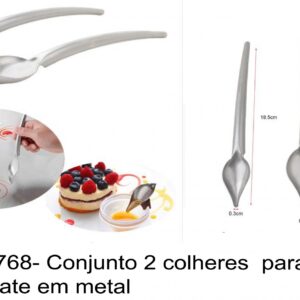J 1768- Conjunto 2 colheres  para chocolate em metal