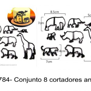 J 1784- Conjunto 8 cortadores animais selva silhuetas