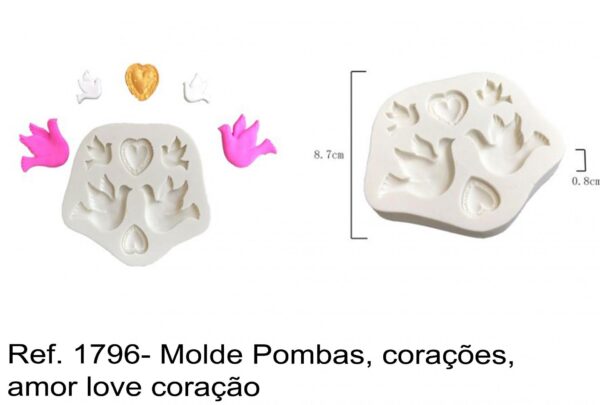 J 1796- Molde Pombas, corações, amor love coração batizado baptizado