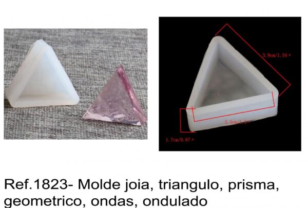 J 1823- Molde joias, triangulo, prisma, geometrico, ondas, ondulado cristais, pedras cachabon cristal