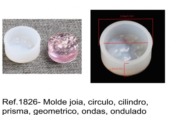 J 1826- Molde joia, circulo, cilindro, prisma, geometrico, ondas, ondulado cristais, pedras cachabon cristal