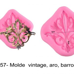 J 1857- Molde  vintage, aro, barroco flor joias