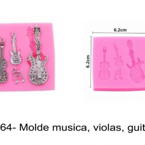 J 1864- Molde musica, violas, guitarras, notas  instrumentos musicais