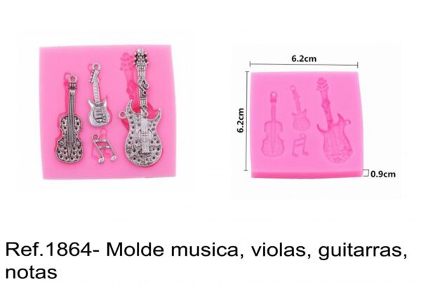 J 1864- Molde musica, violas, guitarras, notas  instrumentos musicais