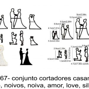 J 1867- conjunto cortadores casamento, pedido, noivos, noiva, amor, love, silhuetas