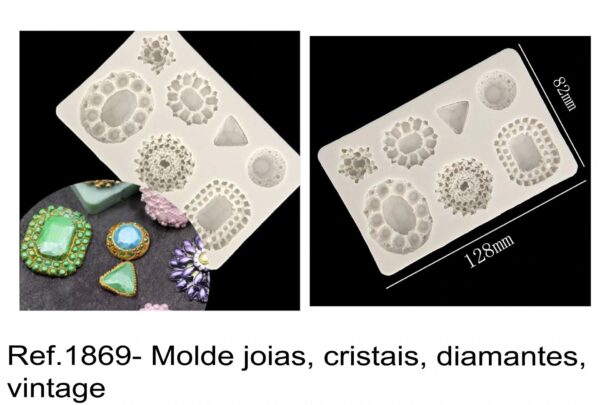 J 1869- Molde joias, cristais, diamantes, vintage  medalhao cristal