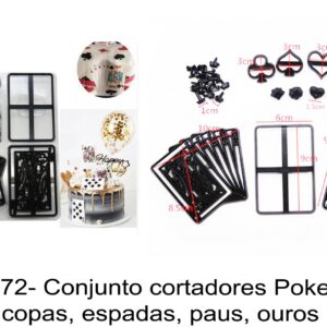 J 1872- Conjunto cortadores Poker, cartas,copas, espadas, paus, ouros