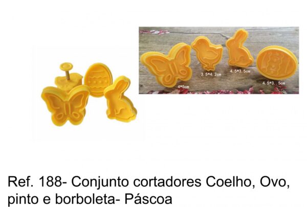 J 188-  Cortador Coelho, pinto, ovo, borboleta- Páscoa
