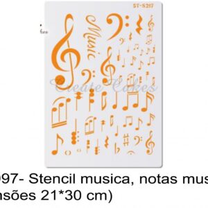J 1997- Stencil musica, notas musicais (dimensões 21*30 cm)