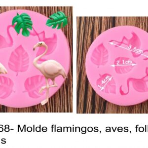 J 2068- Molde flamingos, aves, folhas, tropicais tropical