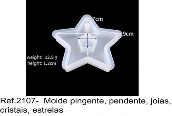 J 2107-  Molde pingente, pendente, joias, cristais, estrelas medalhas cristal