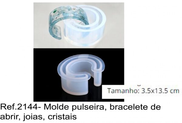 J 2144- Molde pulseira, bracelete de abrir, joias, cristais cristal