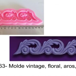 J 2163- Molde vintage, floral, aros, scroll