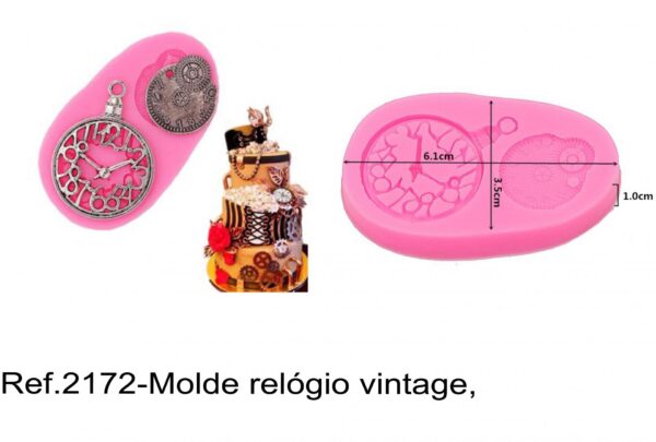 J 2172-Molde relógio vintage,  alice