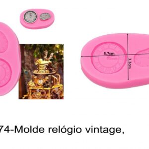 J 2174-Molde relógio vintage, alice