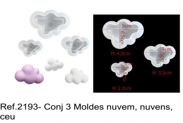 J 2193- Conj 3 Moldes nuvem, nuvens, ceu