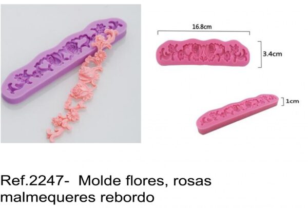 J 2247-  Molde flores, rosas malmequeres rebordo