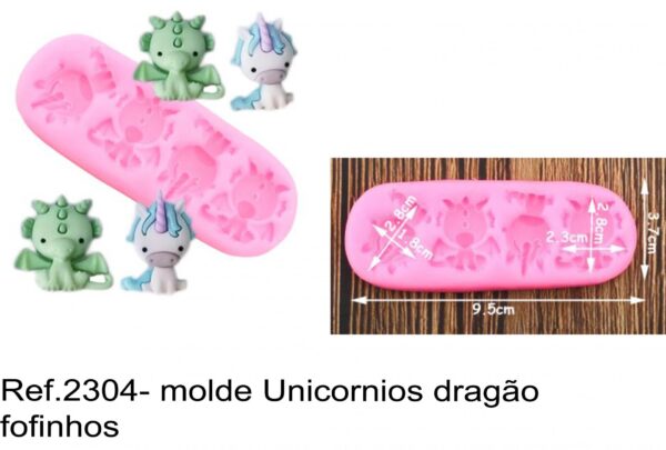 J 2304- molde Unicornios dragão fofinhos