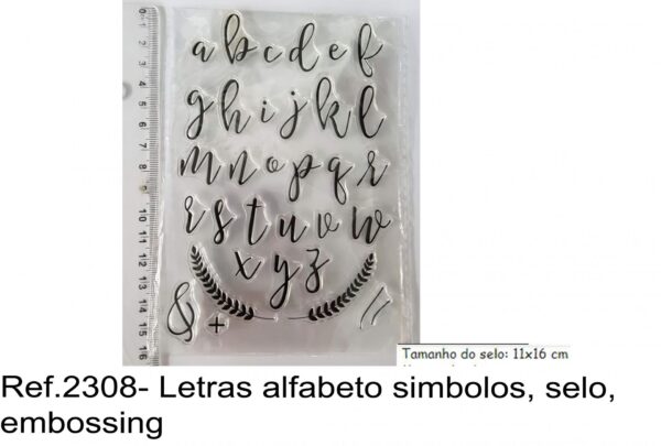 J 2308- Letras alfabeto simbolos, selos, carimbo embossing