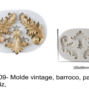J 2309- Molde vintage, barroco, palmas, flor lis liz,
