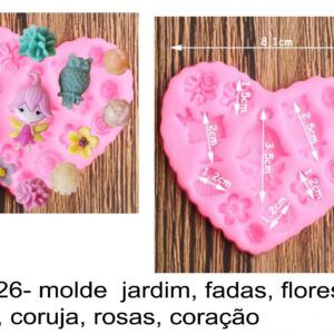 J 2326- molde  jardim, fadas, flores, mocho, coruja, rosas, coração