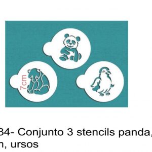J 2334- Conjunto 3 stencils panda, pinguim, ursos