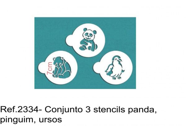 J 2334- Conjunto 3 stencils panda, pinguim, ursos