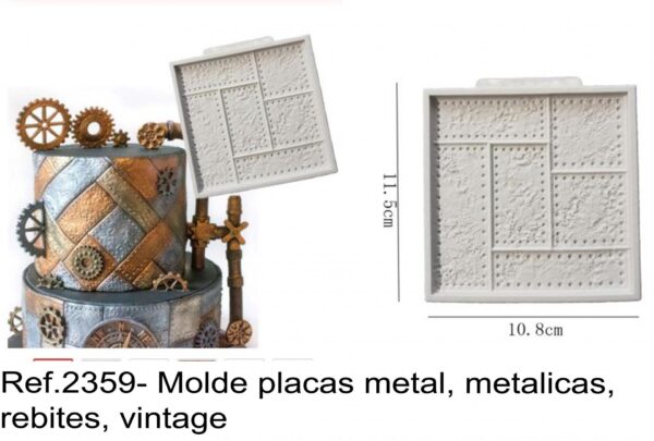 J 2359- Molde placas metal, metalicas, rebites, vintage