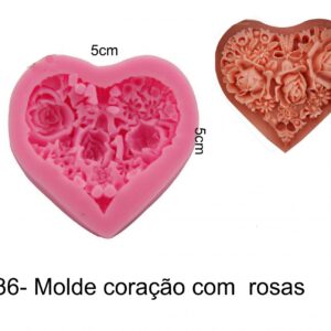 J 236-  Molde coração com rosas/flores
