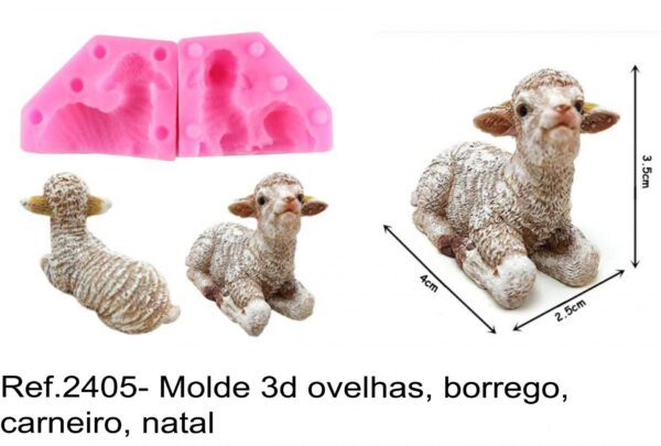 J 2405- Molde 3d ovelhas, borrego, carneiro, natal