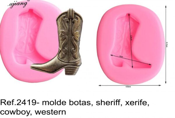 J 2419- molde botas, sheriff, xerife, cowboy, western