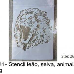 J 2441- Stencil leão, selva, animais, sporting
