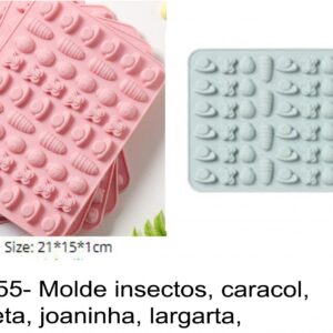 J 2455- Molde insectos, caracol, borboleta, joaninha, largarta,  gomas gummy
