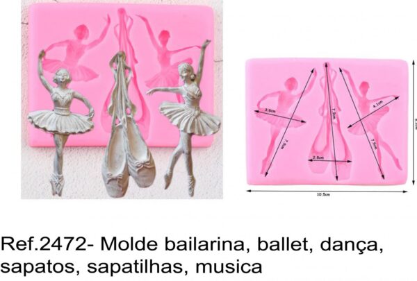 J 2472- Molde bailarina, ballet, dança, sapatos, sapatilhas, musica