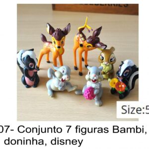 J 2507- Conjunto 7 figuras Bambi, veado, coelho, doninha, disney