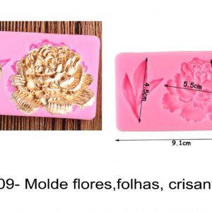 J 2509- Molde flores,folhas, crisantemo rosa