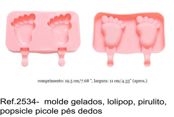 J 2534-  molde gelados, lolipop, pirulito,  popsicle picole pés dedos pegada popsicle