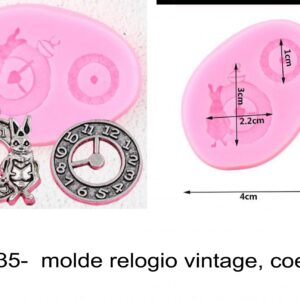 J 2535-  molde relogio vintage, coelho, alice