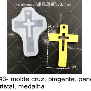 J 2543- molde cruz, pingente, pendente, joias, cristal, medalha