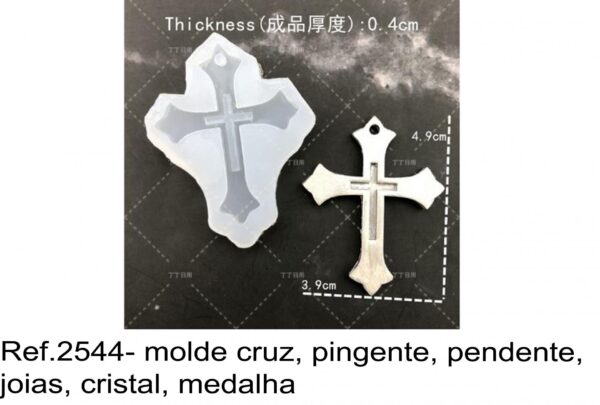 J 2544- molde cruz, pingente, pendente, joias, cristal, medalha