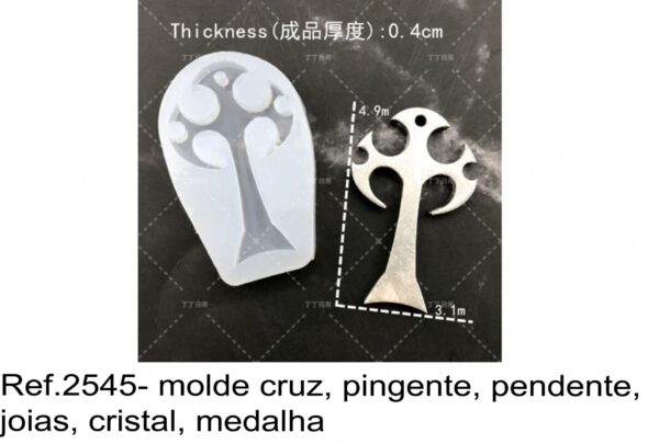 J 2545- molde cruz, pingente, pendente, joias, cristal, medalha