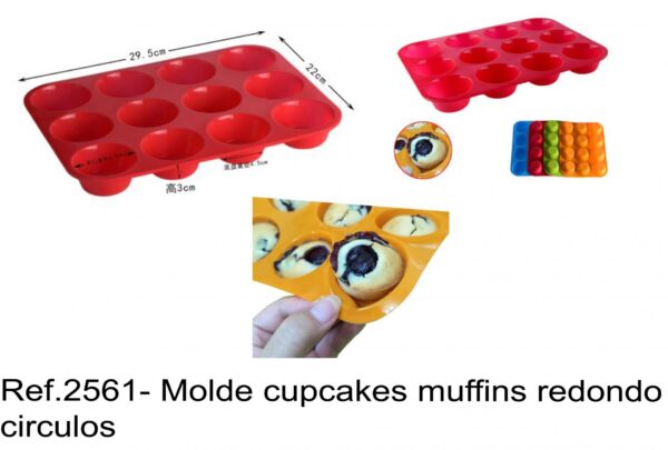 J 2561- Molde 12 cupcakes muffins redondo circulos