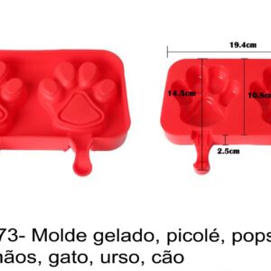 J 2573- Molde gelado, picolé, popsicle, pata, mãos, gato, urso, cão lolipops,  popsicle