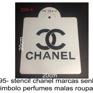 J 2595- stencil chanel marcas senhora logos simbolo perfumes malas roupa 20*20 cm