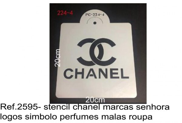J 2595- stencil chanel marcas senhora logos simbolo perfumes malas roupa 20*20 cm