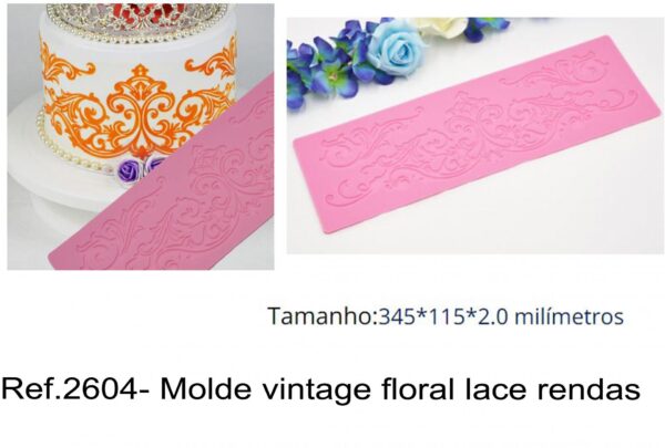 J 2604- Molde vintage floral lace rendas