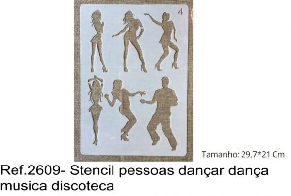 J 2609- Stencil pessoas dançar dança musica discoteca