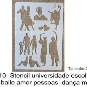J 2610- Stencil universidade escola estudo baile amor pessoas  dança musica