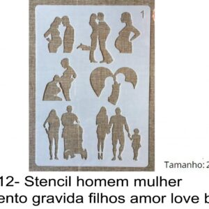 J 2612- Stencil homem mulher casamento gravida filhos amor love bebe coração gravidez